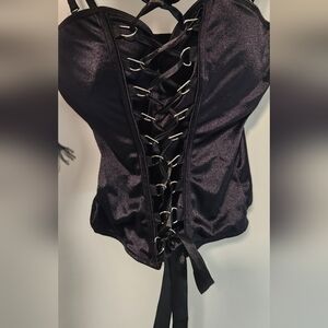 Black Lace-Up Corset Top Size XL